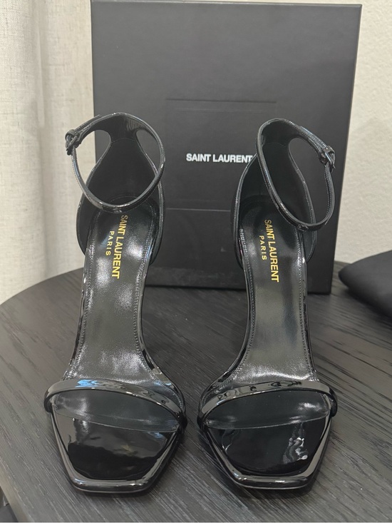 Saint Laurent YSL Opyum 110 Logo Heel Sandal Patent Black 40 main image 3